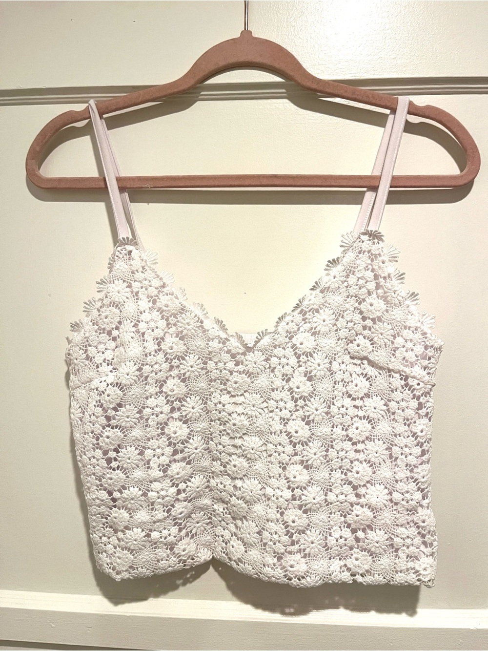 No Boundaries White Crochet Floral Camisole